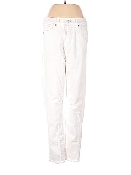 Ann Taylor LOFT Frayed High Rise Skinny Jeans in White (view 1)