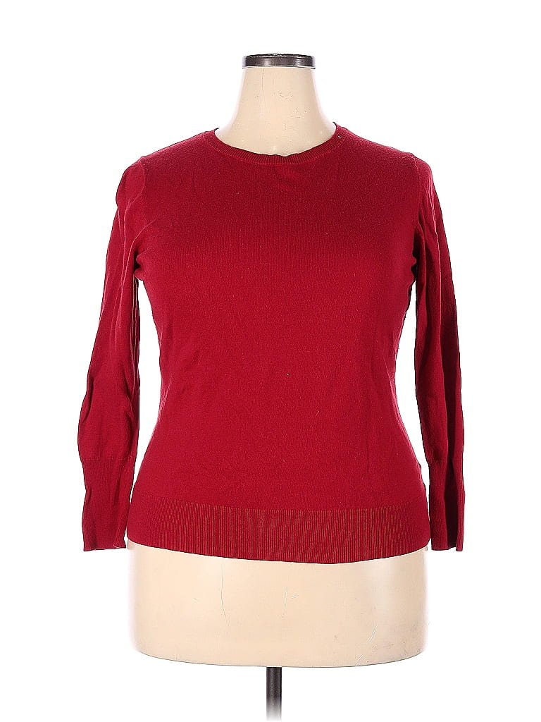 Worthington Color Block Solid Red Pullover Sweater Size XXL (Petite ...