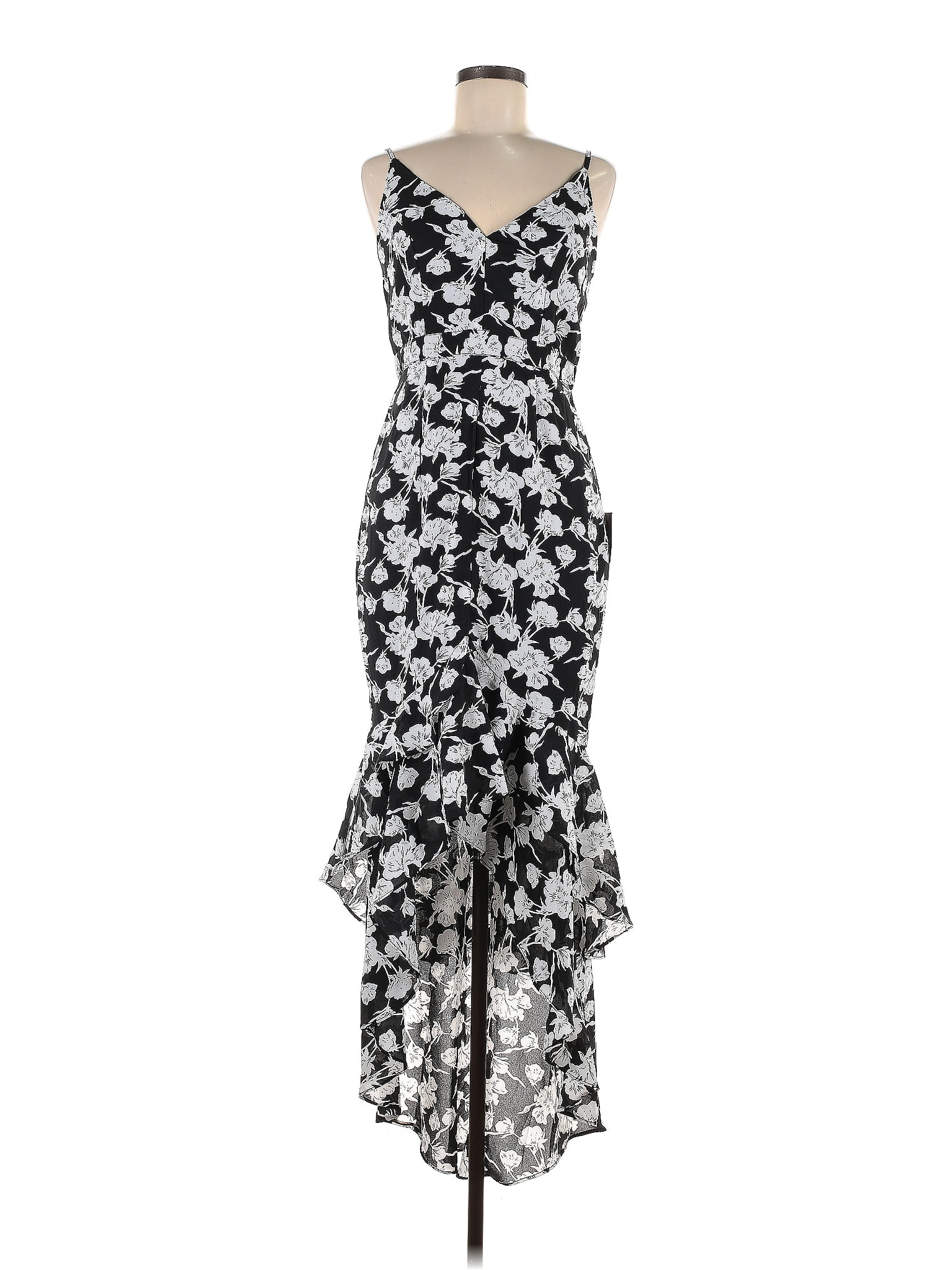 Lulus 100 Polyester Floral Multi Color Black Cocktail Dress Size M