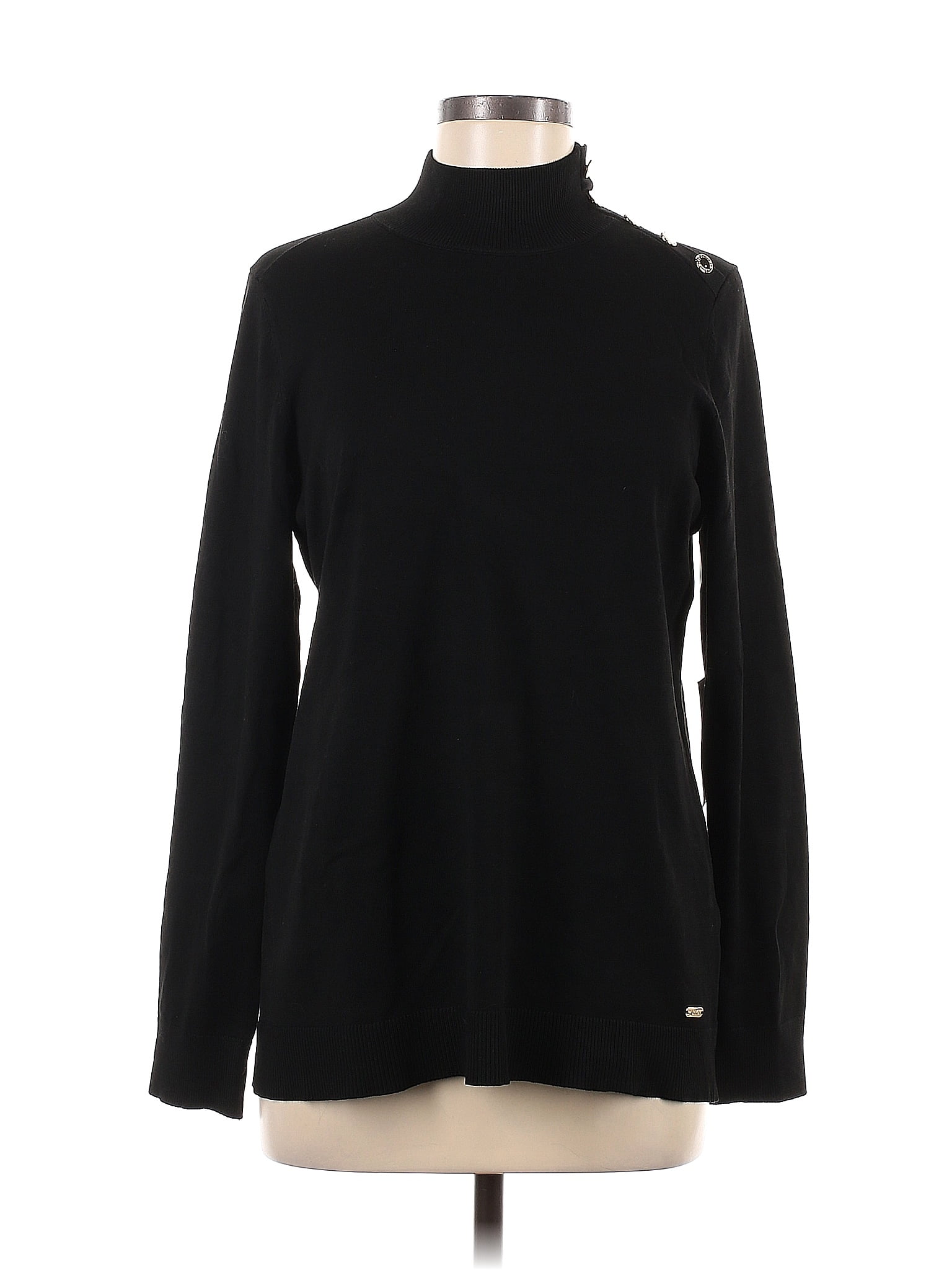 Calvin Klein Solid Black Turtleneck Sweater Size M - 62% off | thredUP