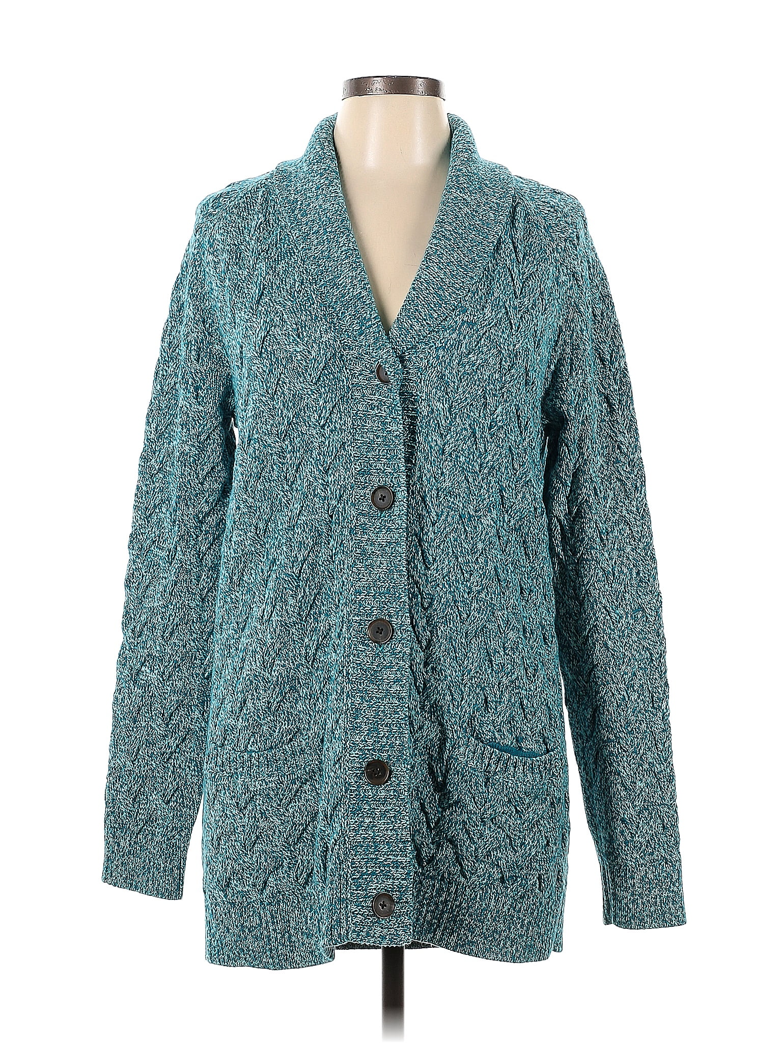 Lands' End 100 Cotton Teal Cardigan Size L 67 off thredUP