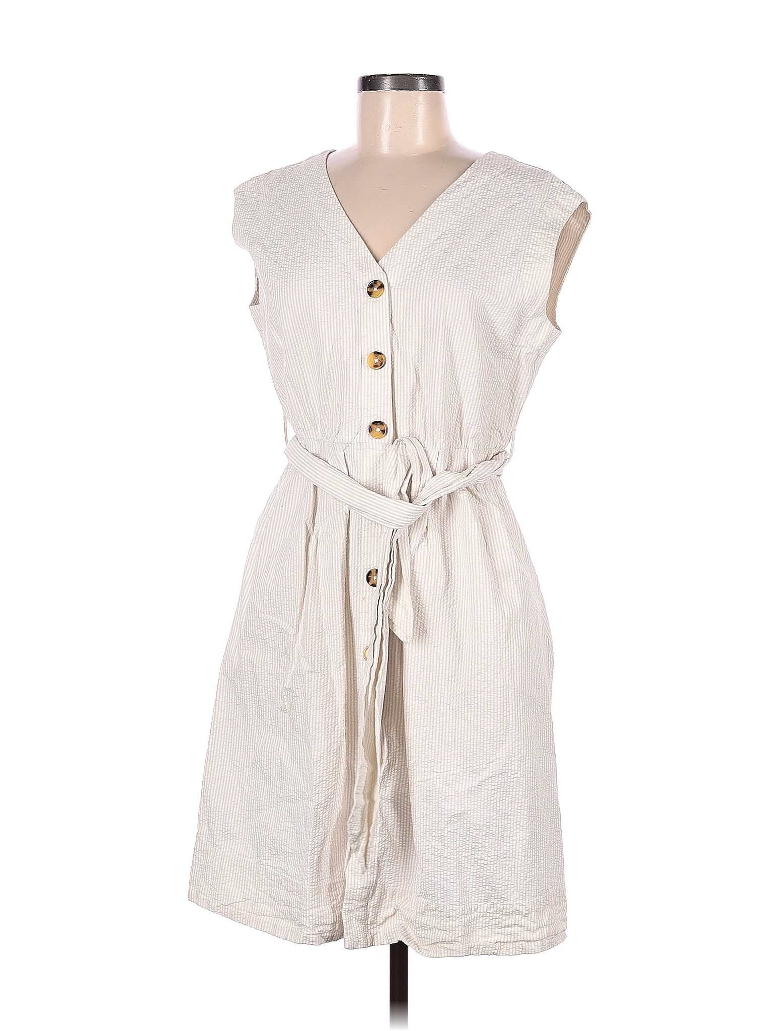 Mango 100% Cotton Solid White Ivory Casual Dress Size M - 45% off | thredUP