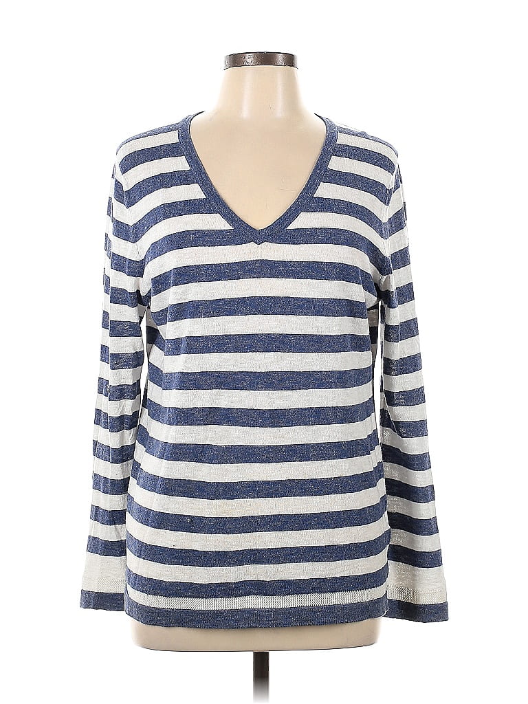 Tommy Hilfiger 100% Cotton Stripes Blue Pullover Sweater Size L - photo 1