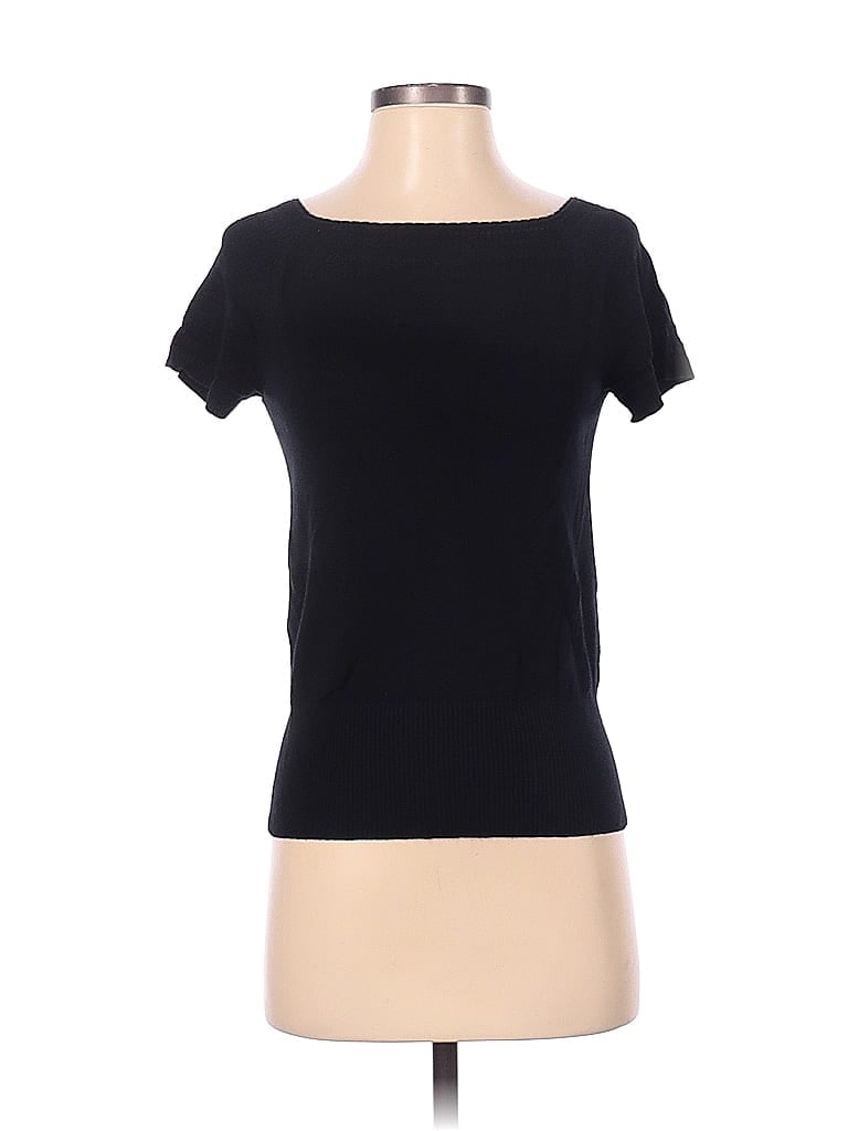 Pre-owned Ann Taylor Factory Short Sleeve Blouse In Black