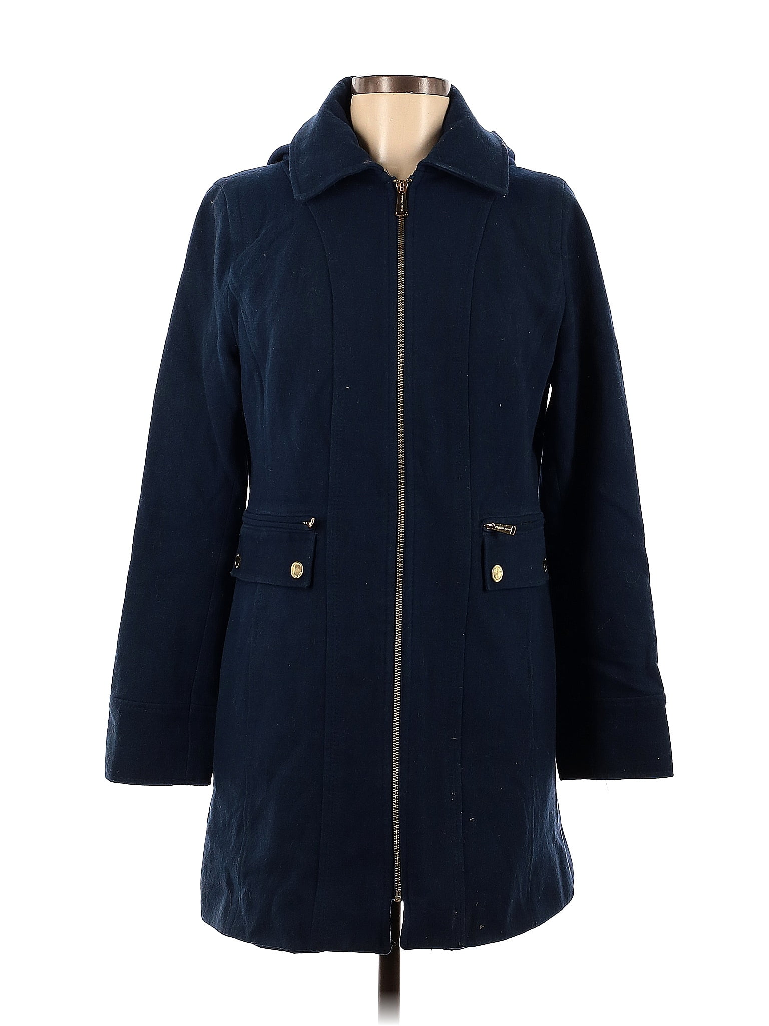 MICHAEL Michael Kors Solid Navy Blue Wool Coat Size 8 69 off thredUP