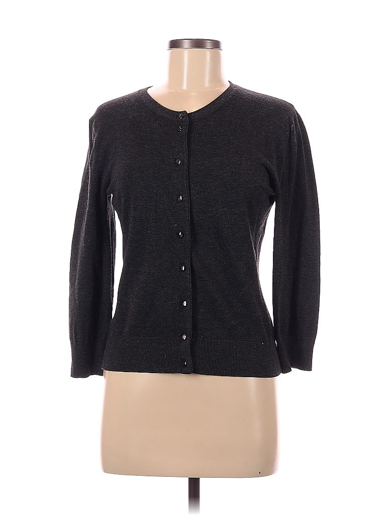 Cable & Gauge Color Block Solid Gray Black Cardigan Size M 56 off