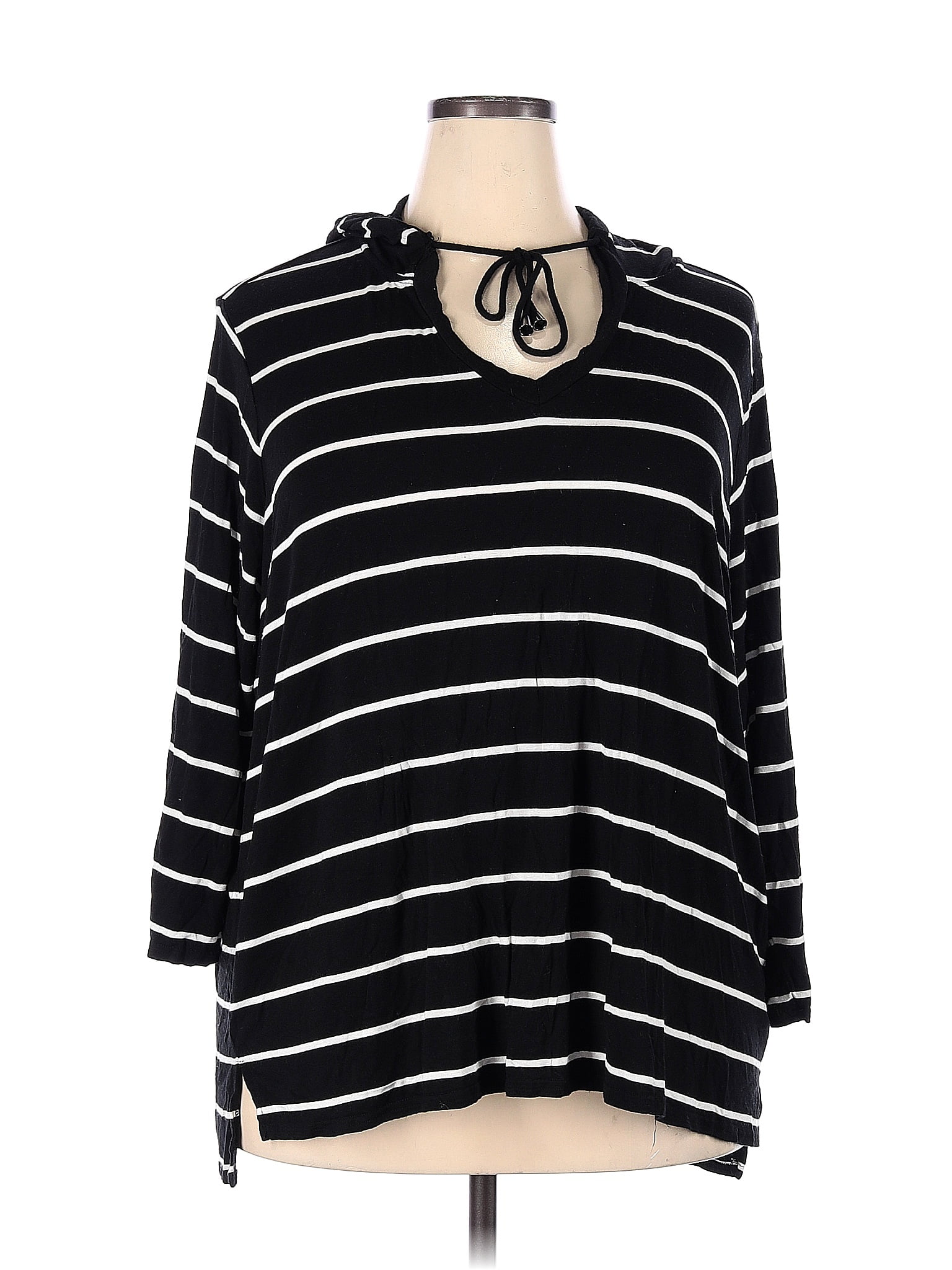 Cyrus Stripes Black Long Sleeve Top Size 3x Plus 84 Off Thredup