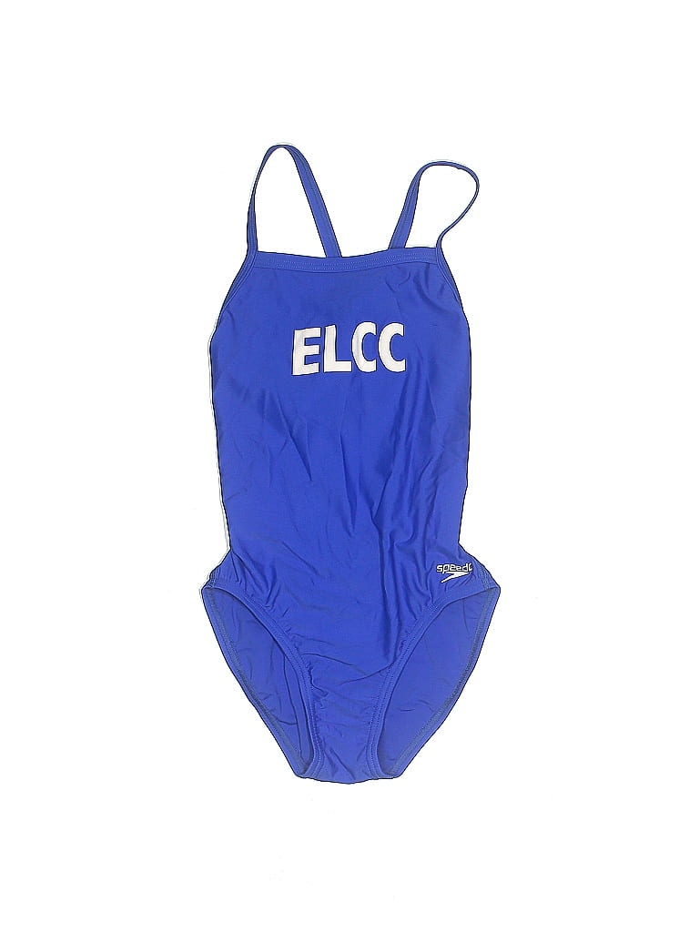 Speedo Solid Blue One Piece Swimsuit Size 12 36 off thredUP