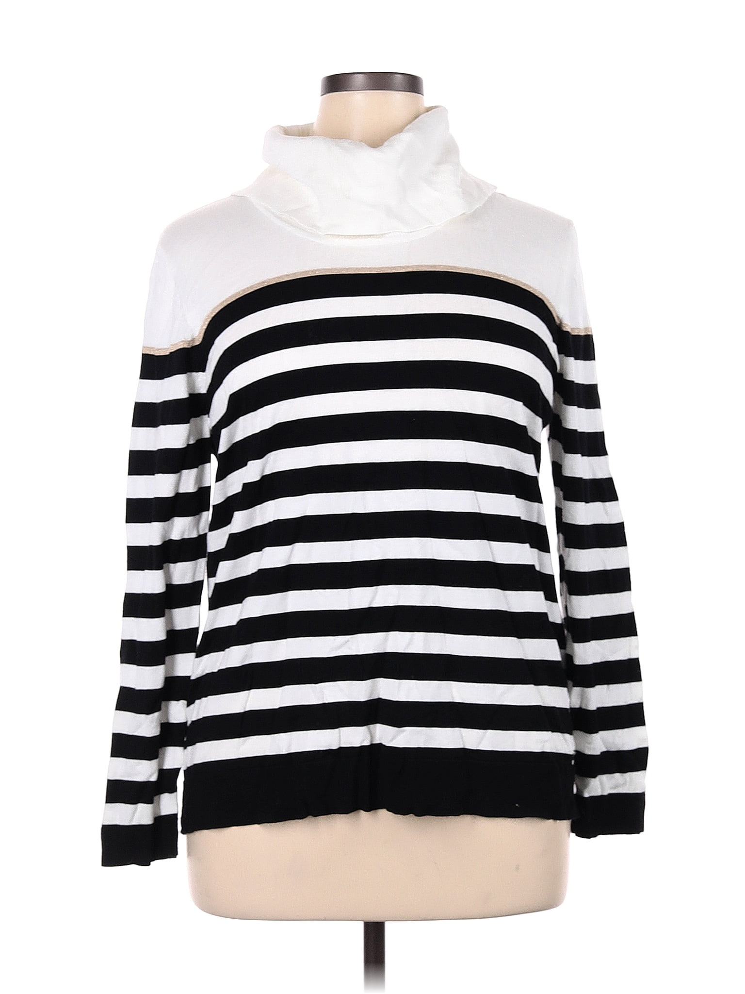 Calvin Klein Color Block Stripes White Turtleneck Sweater Size XL - 66% ...