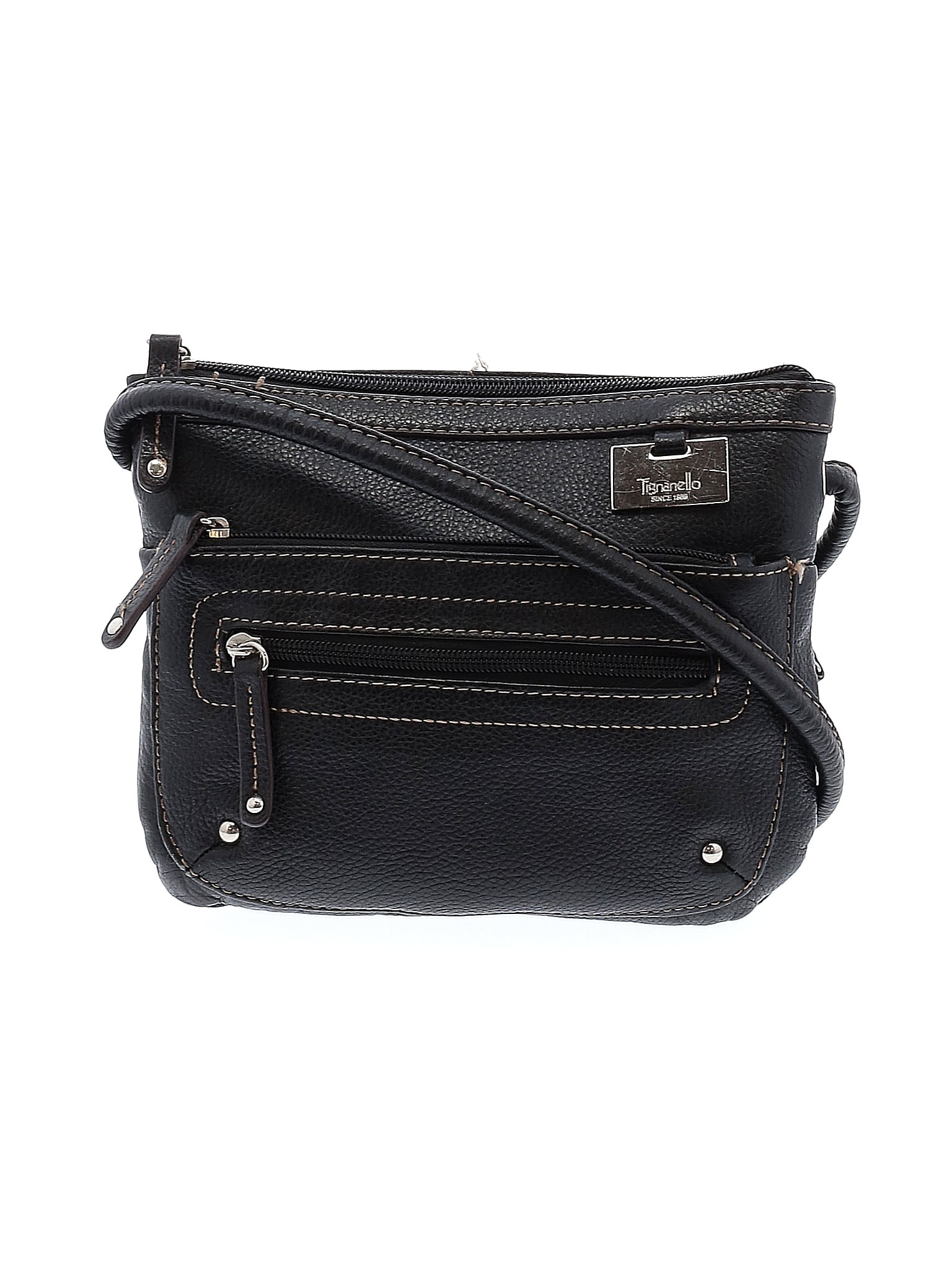 Tignanello 100 Leather Solid Black Leather Crossbody Bag One Size 76