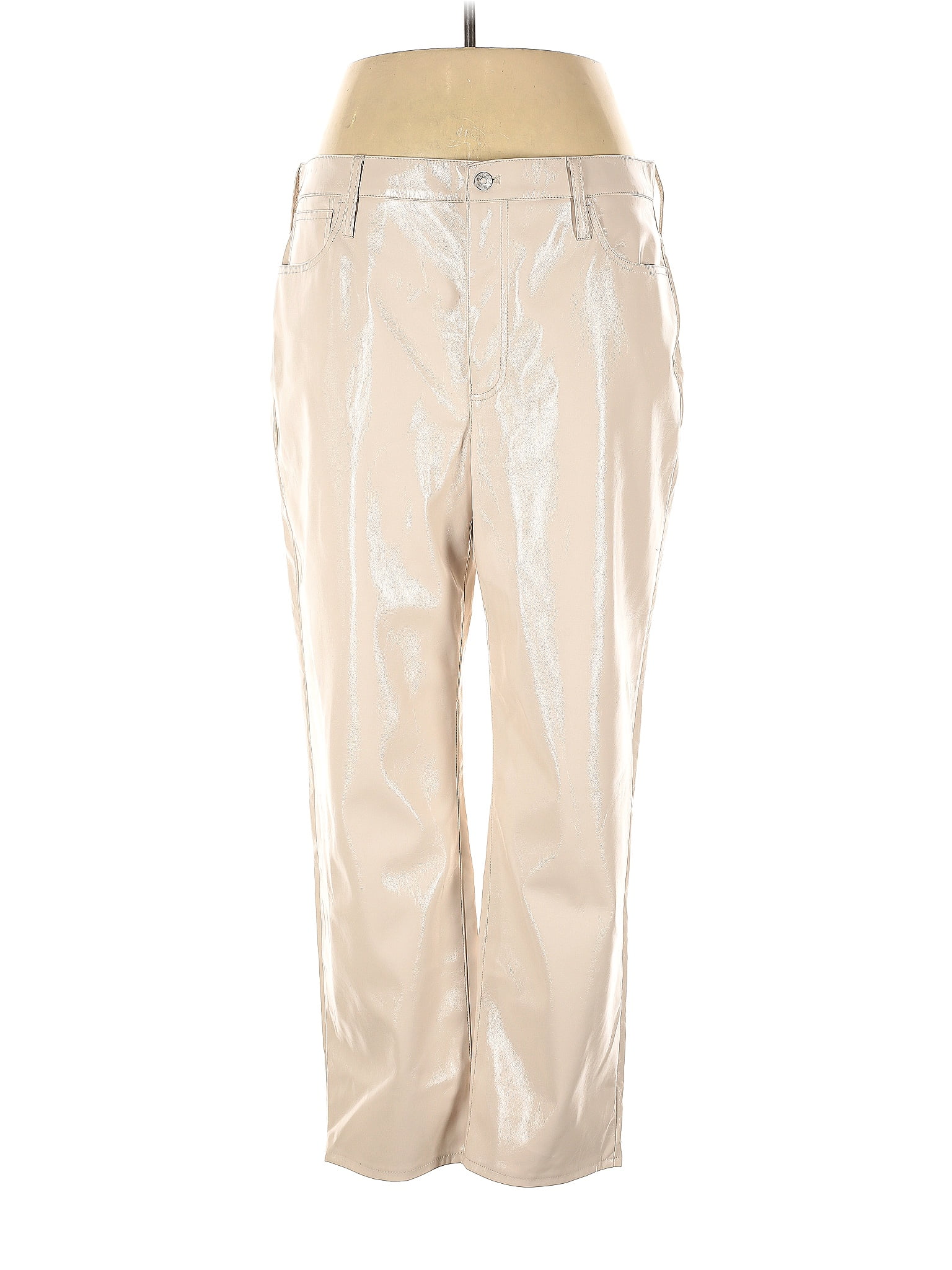 Madewell 100 Polyurethane Solid Ivory Faux Leather Pants 33 Waist 67 off thredUP