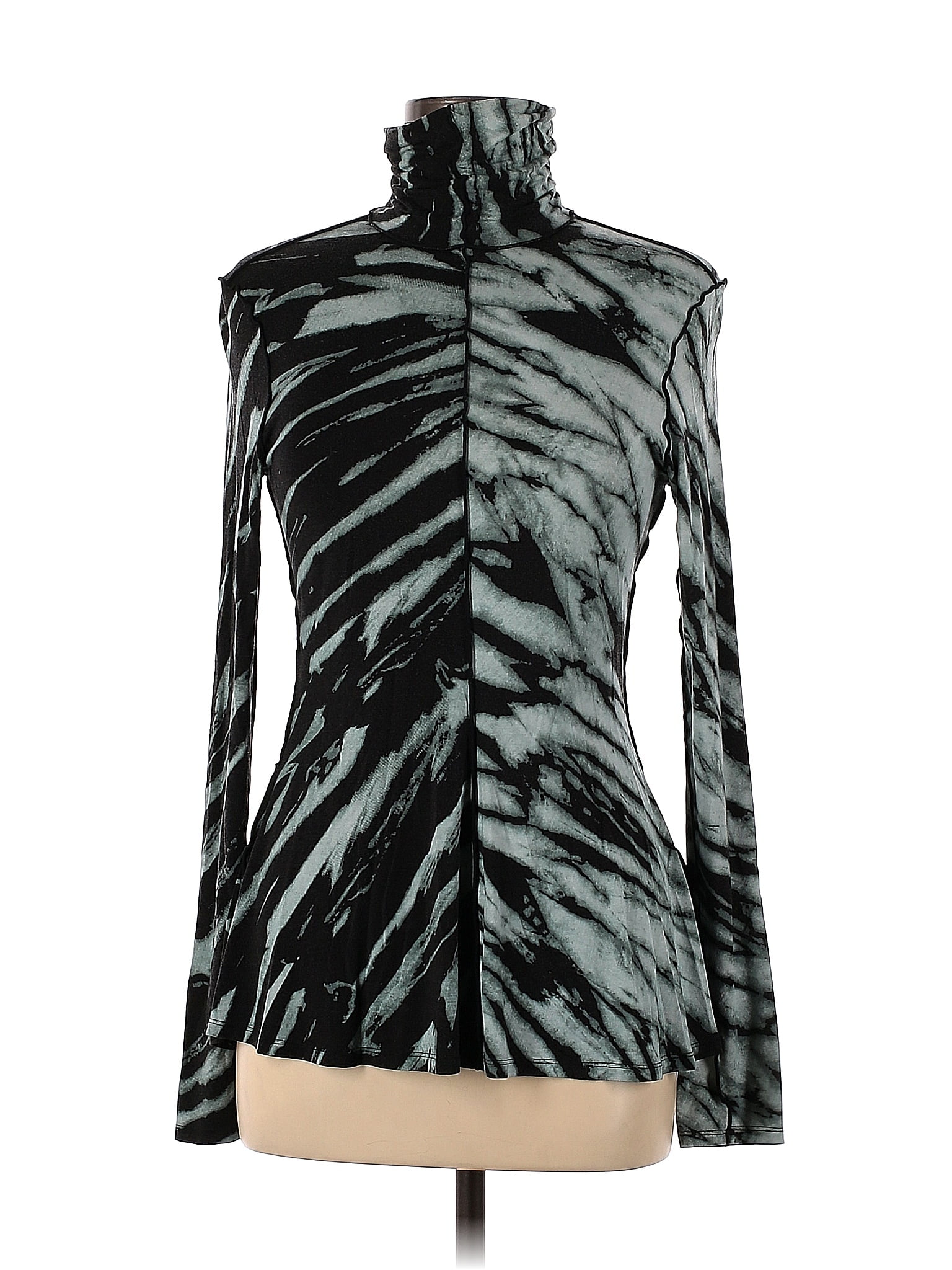 Proenza Schouler White Label Black Spiral Tie Dye Turtleneck Top