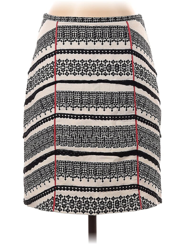 Tabitha 100% Cotton Jacquard Grid Fair Isle Graphic Aztec Or Tribal Print Ivory Formal Skirt Size 4 - photo 1
