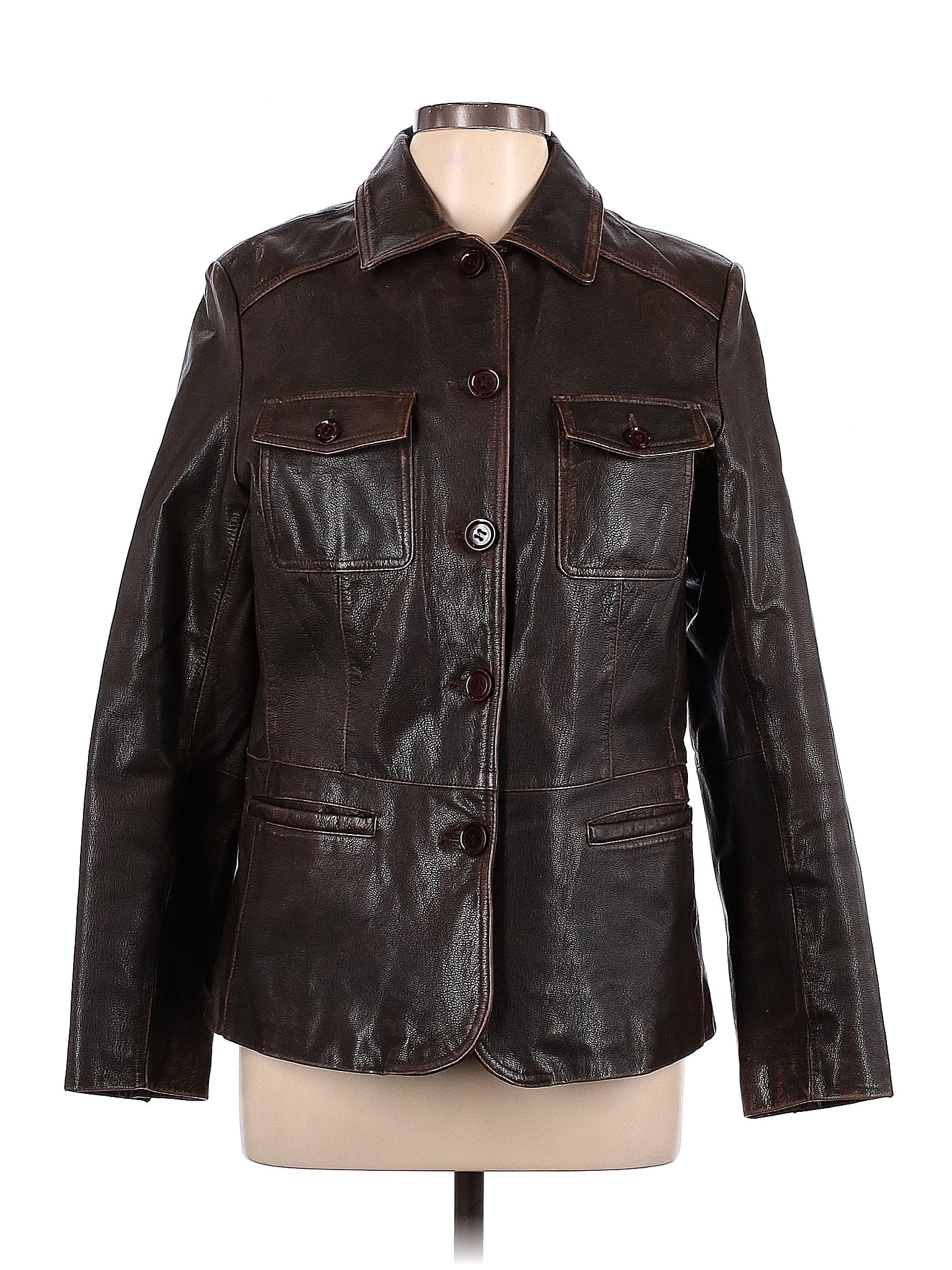 Orvis 100% Leather Solid Brown Leather Jacket Size L - 72% off | thredUP