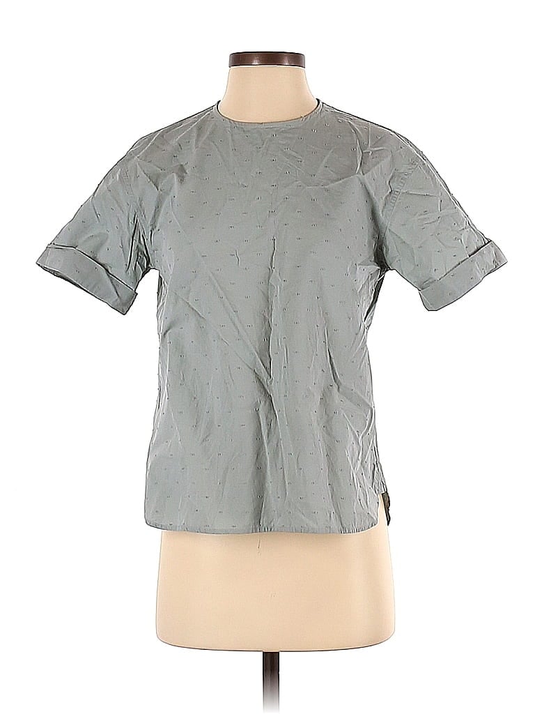 Pre-owned Uniqlo Short Sleeve Top Gray Crew Neck Tops