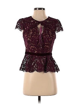 MARCHESA notte Red Lace Keyhole Top (view 1)