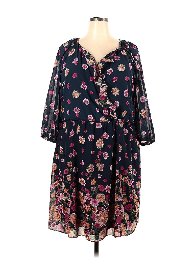 London Times 100% Polyester Floral Black Casual Dress Size 18 (Plus ...