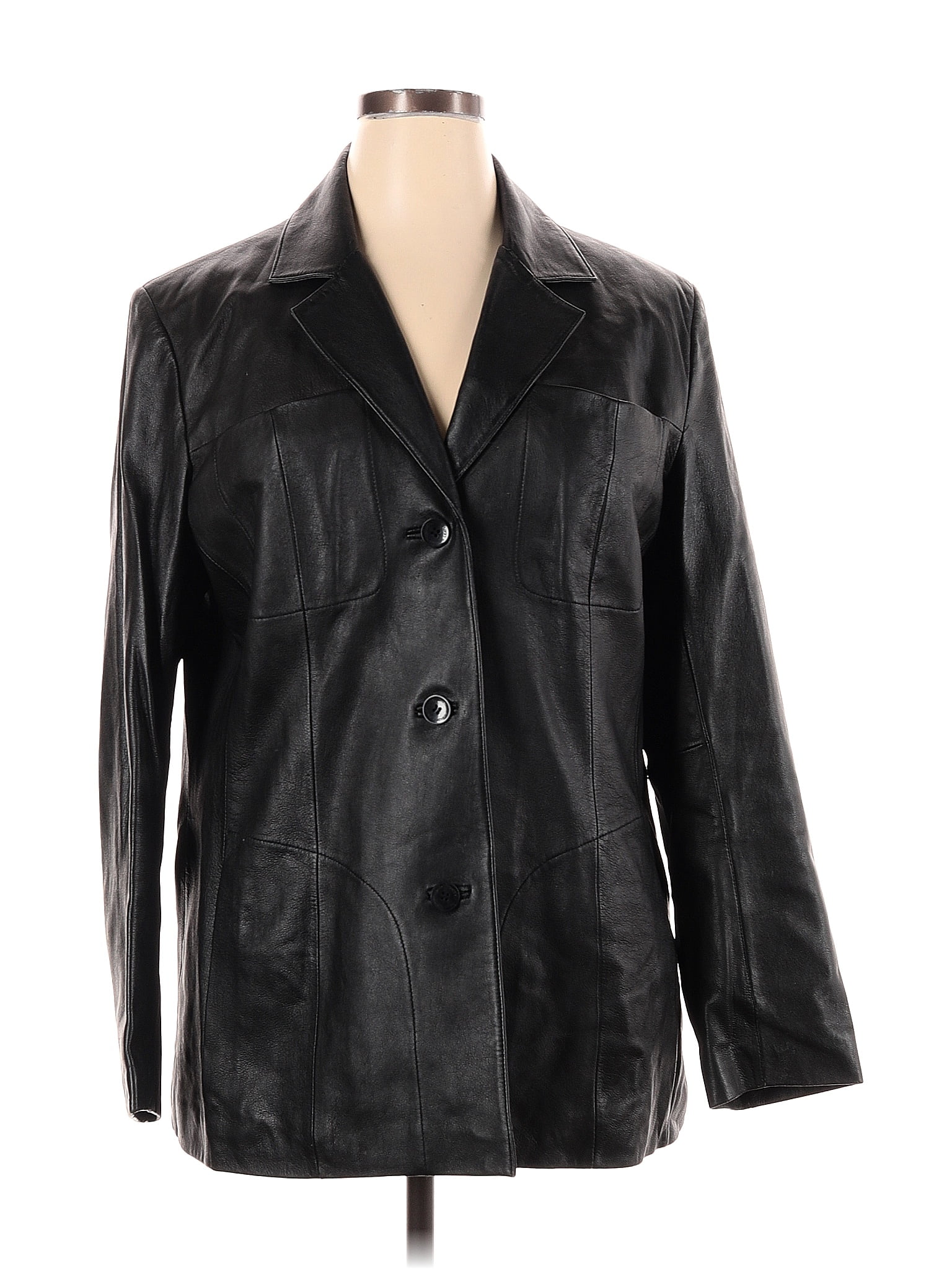 Wilsons Leather 100% Polyester Solid Black Leather Jacket Size 1X (Plus ...