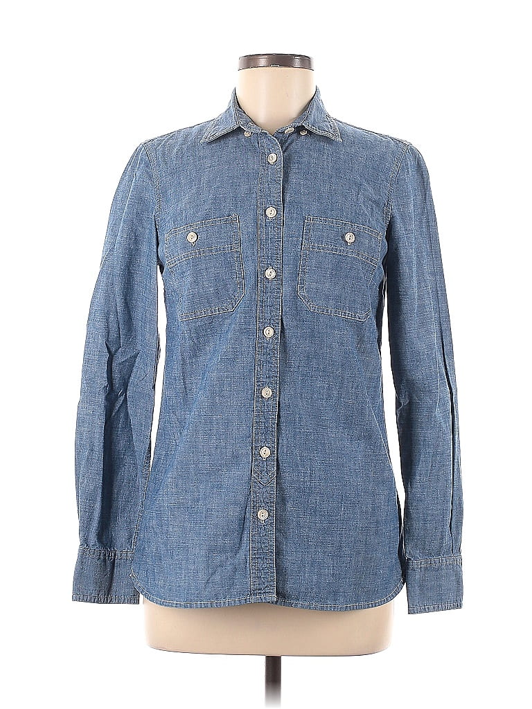 J.Crew 100% Cotton Marled Blue Long Sleeve Button-Down Shirt Size 6 - photo 1