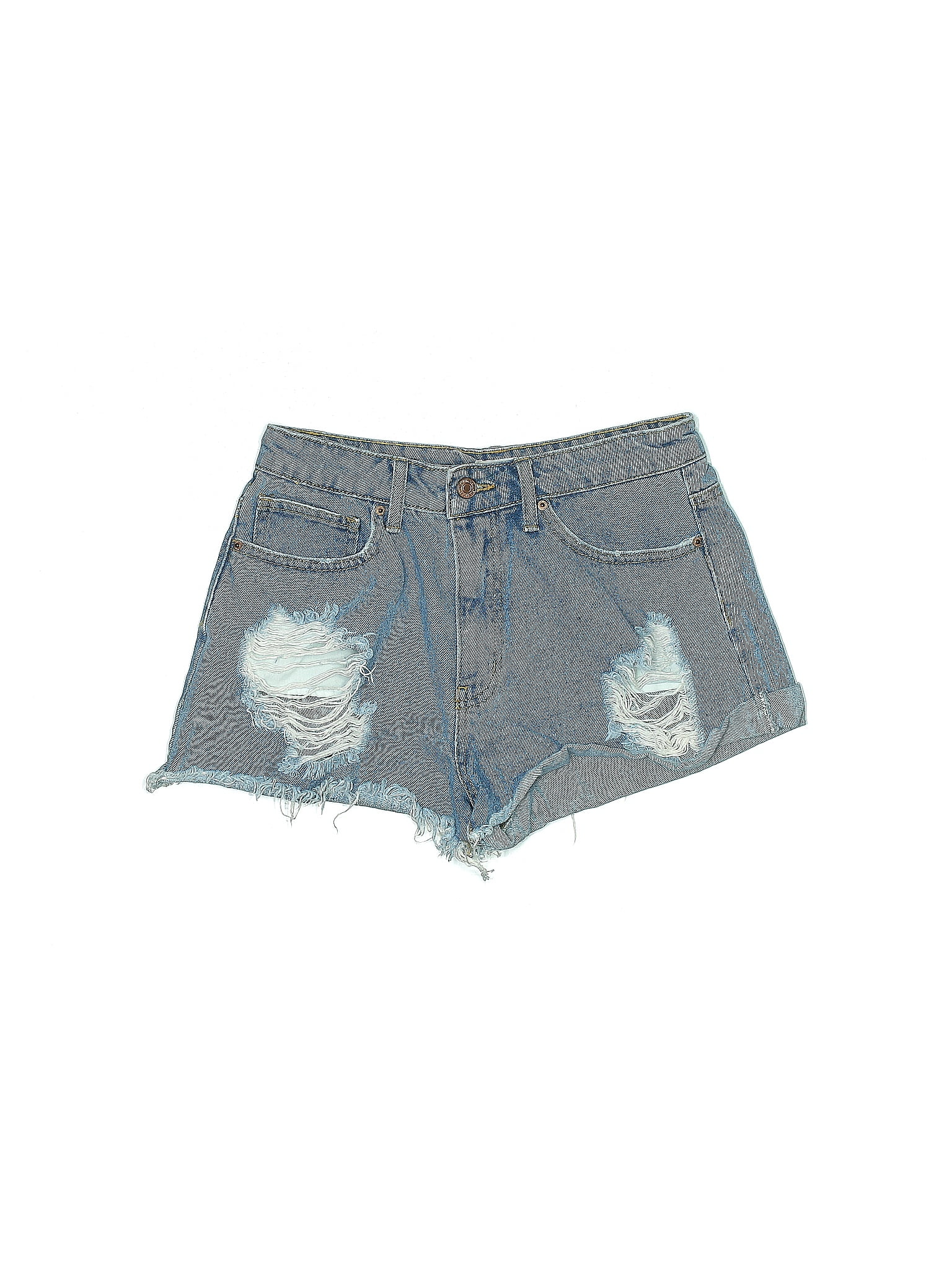 Forever 21 100% Cotton Hearts Blue Denim Shorts Size 27 waist
