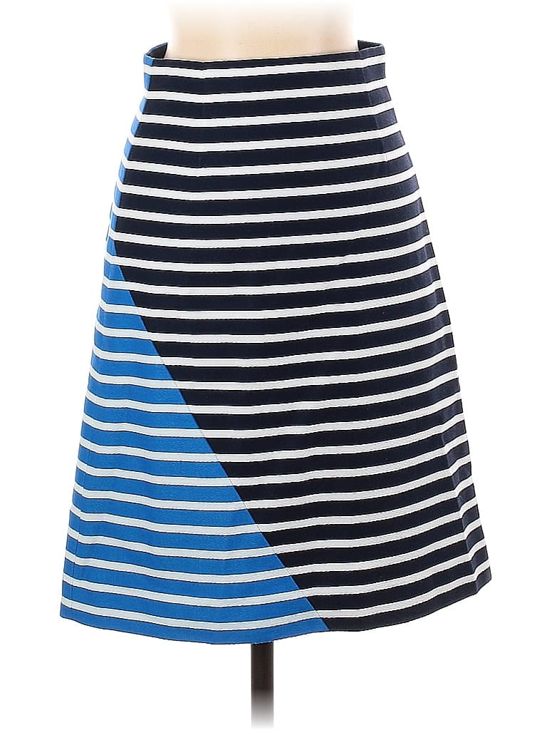 J.Crew 100% Cotton Stripes Color Block Blue Casual Skirt Size 00 - photo 1