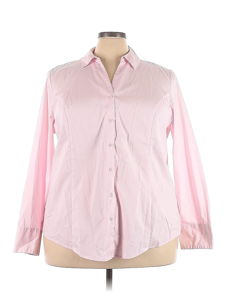 Lane Bryant Stripes Pink Long Sleeve Button-Down Shirt Size 26 (Plus ...