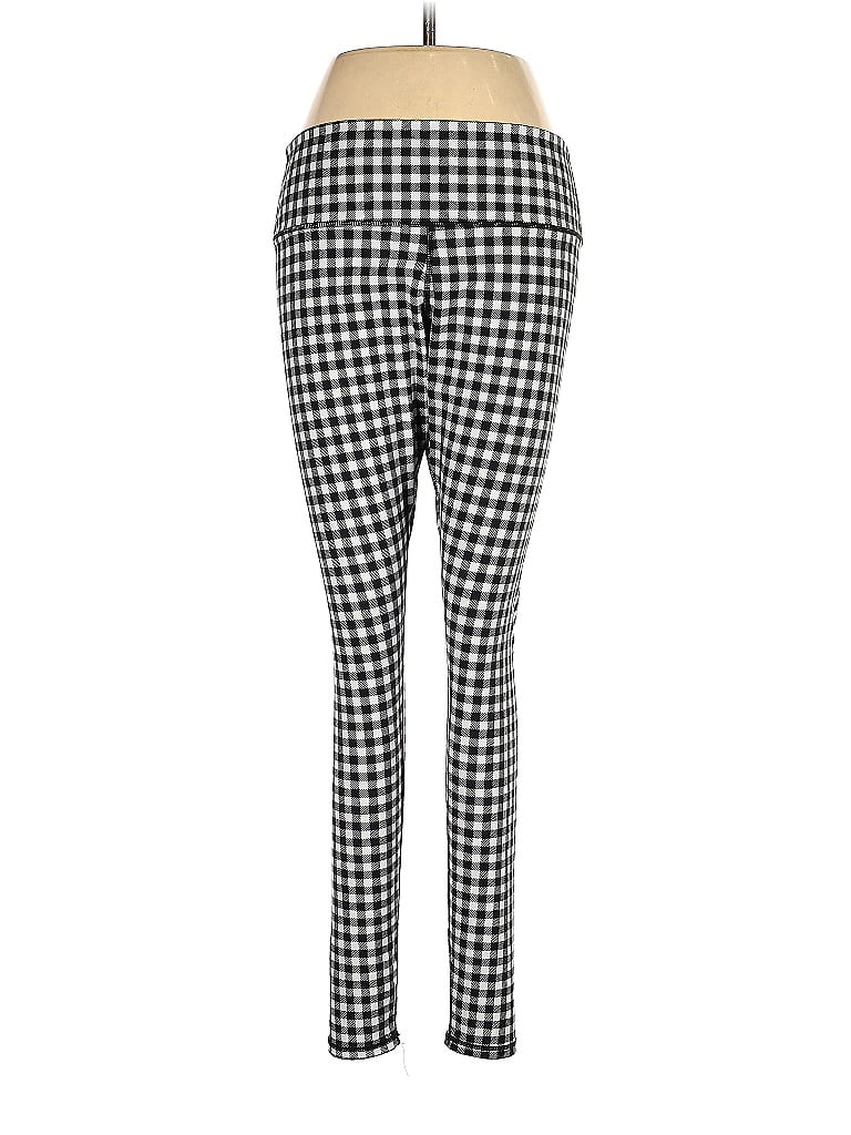 For The Republic 100% Polyester Checkered-gingham Houndstooth Argyle Grid Plaid Black Leggings Size S - photo 1