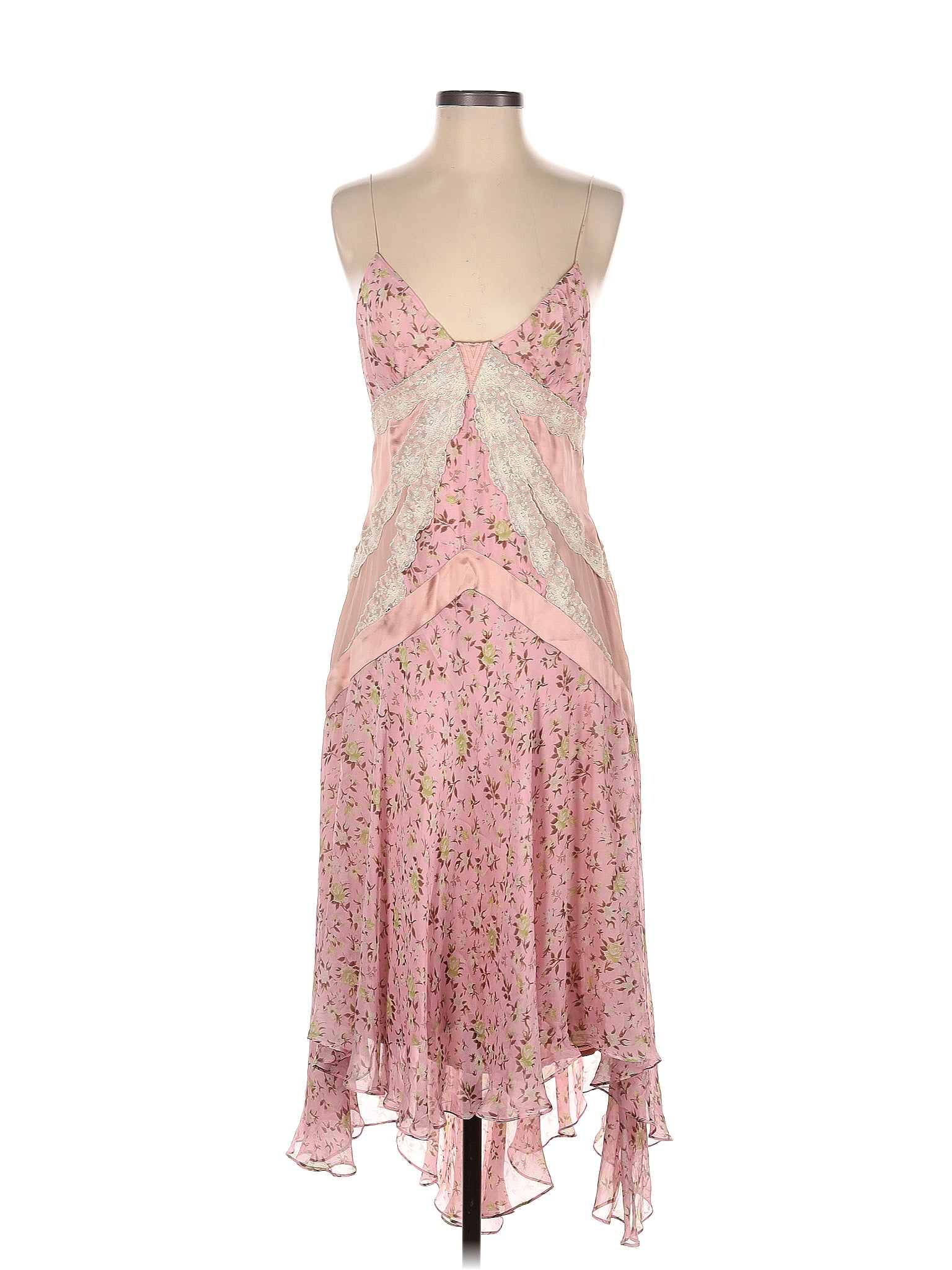 D&G Dolce & Gabbana 100% Silk Multi Color Pink Casual Dress Size 44 (IT ...