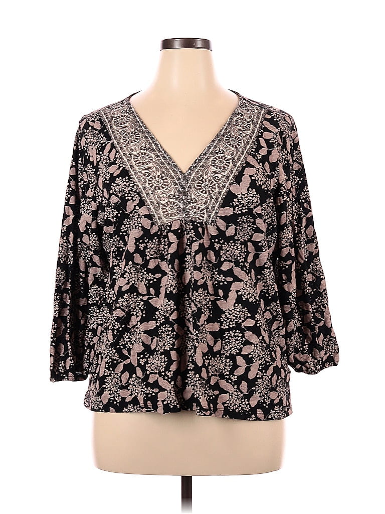 Lucky Brand Sandwashed Blouson Top in Jet Black Size Large