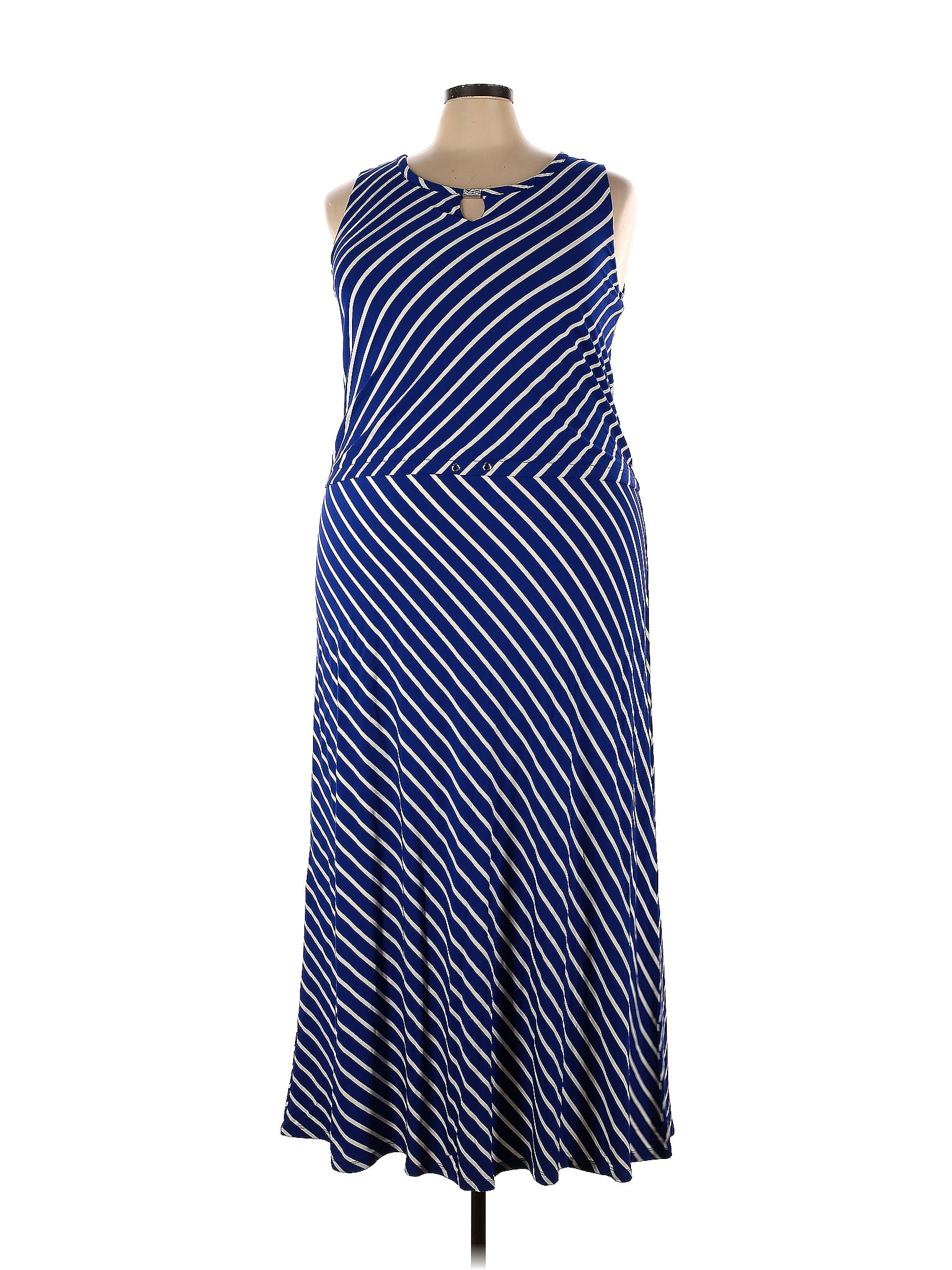 Talbots Outlet Stripes Multi Color Blue Casual Dress Size 2X (Plus ...