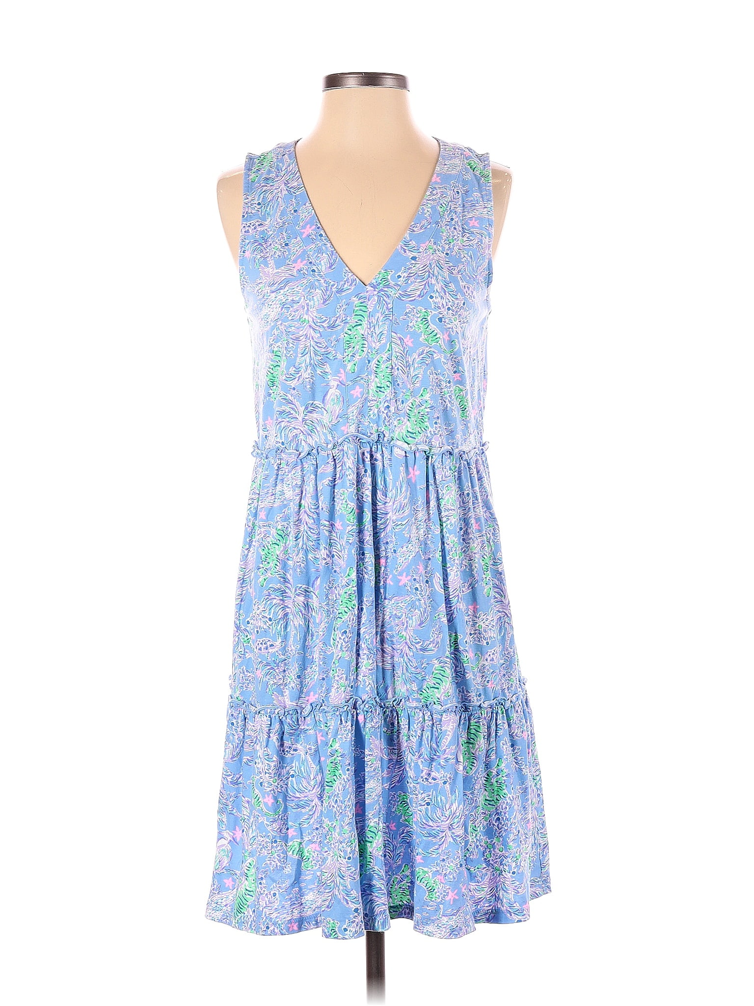 Lilly Pulitzer 100 Cotton Blue Casual Dress Size S 62 Off Thredup