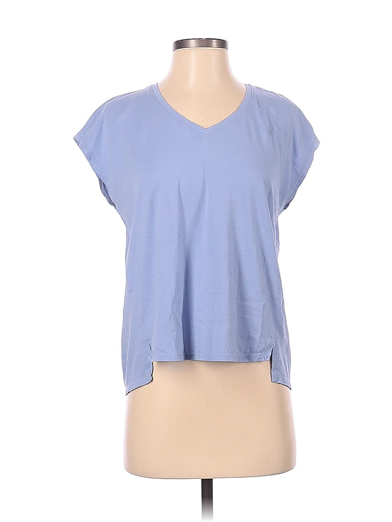 Eileen Fisher 100% Organic Cotton Solid Blue Short Sleeve T-Shirt Size ...