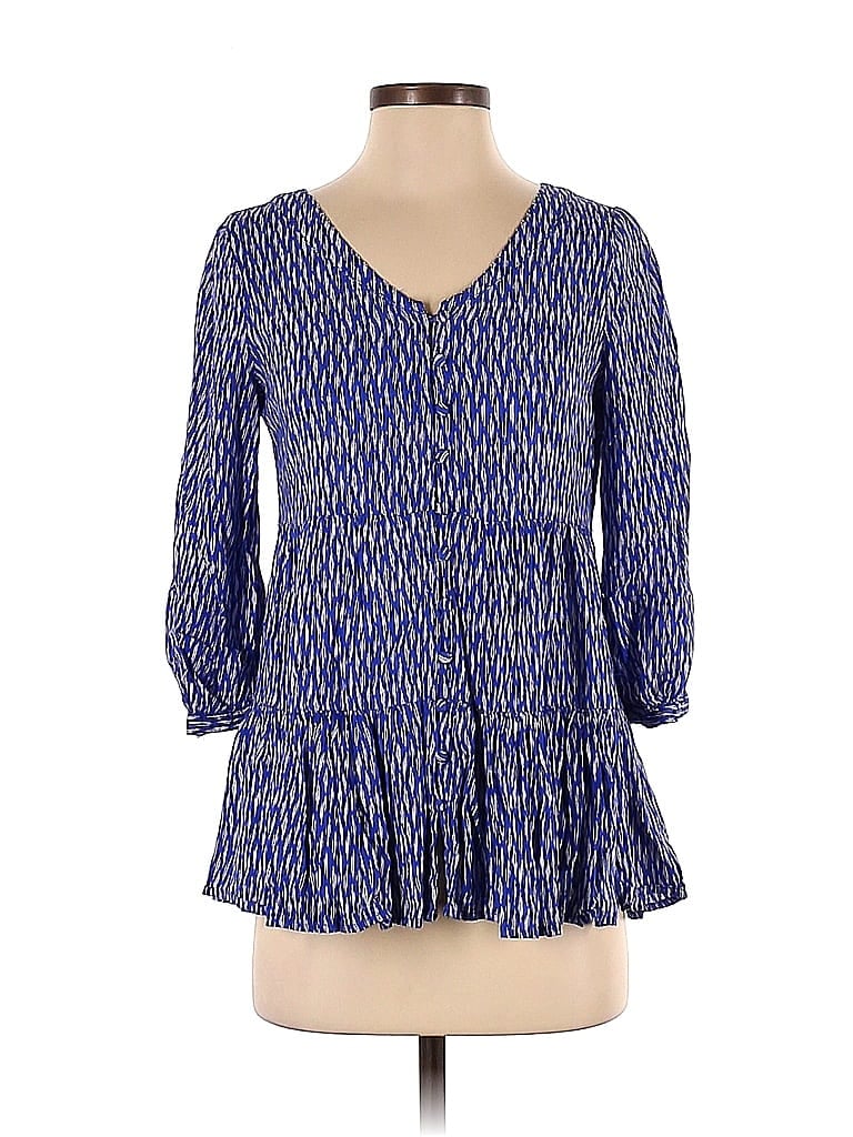 Pre-owned Maeve Long Sleeve Blouse In Blue