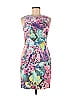 Cynthia Steffe Jacquard Floral Motif Baroque Print Floral Brocade Graphic Tropical Purple Pink Casual Dress Size 8 - photo 1