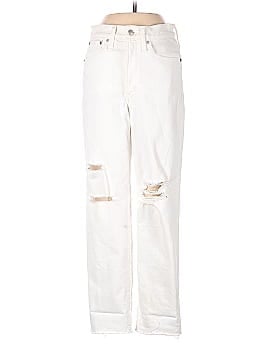 Madewell The Perfect Vintage Straight Jean in Tile White: Ripped-Knee Edition (view 1)