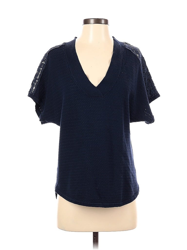 Pre-owned Neiman Marcus Short Sleeve Top Blue V Neck Tops