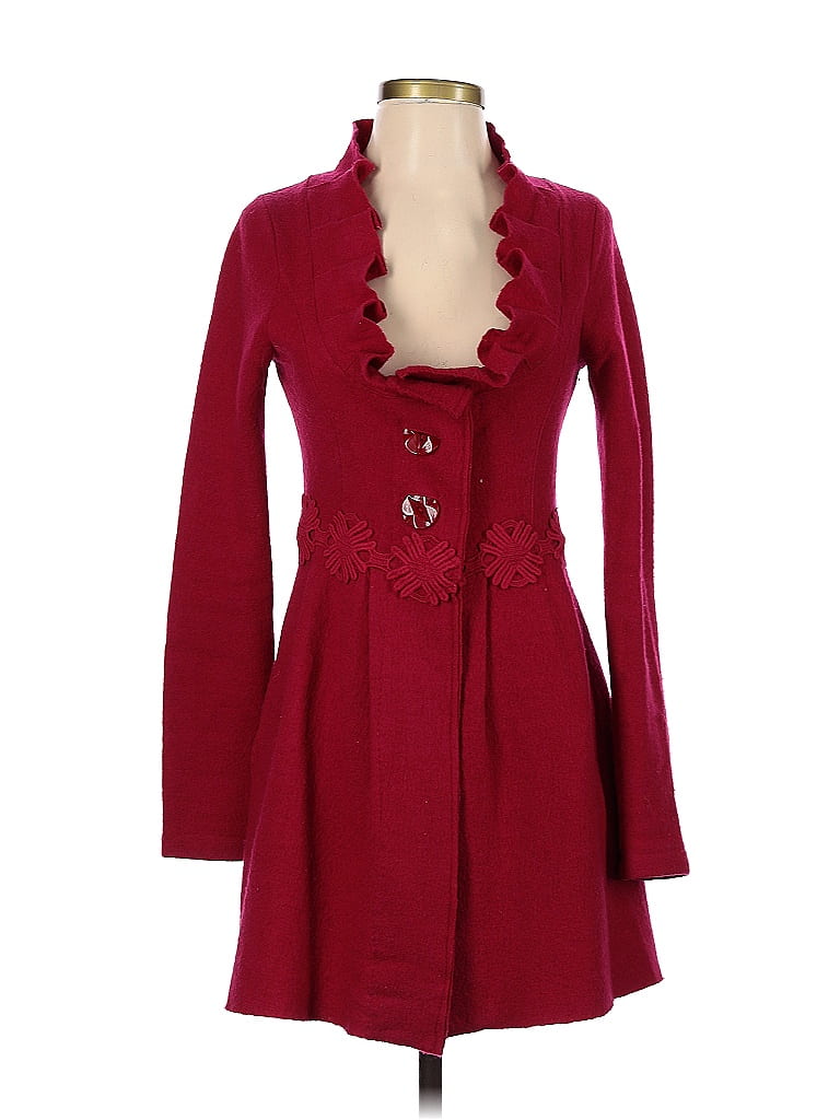 Charlie & Robin 100 Laine (wool) Red Wool Coat Size S 75 off thredUP