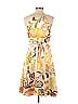 BCBGirls 100% Acetate Floral Motif Paisley Baroque Print Batik Tropical Yellow Casual Dress Size S (Plus) - photo 2
