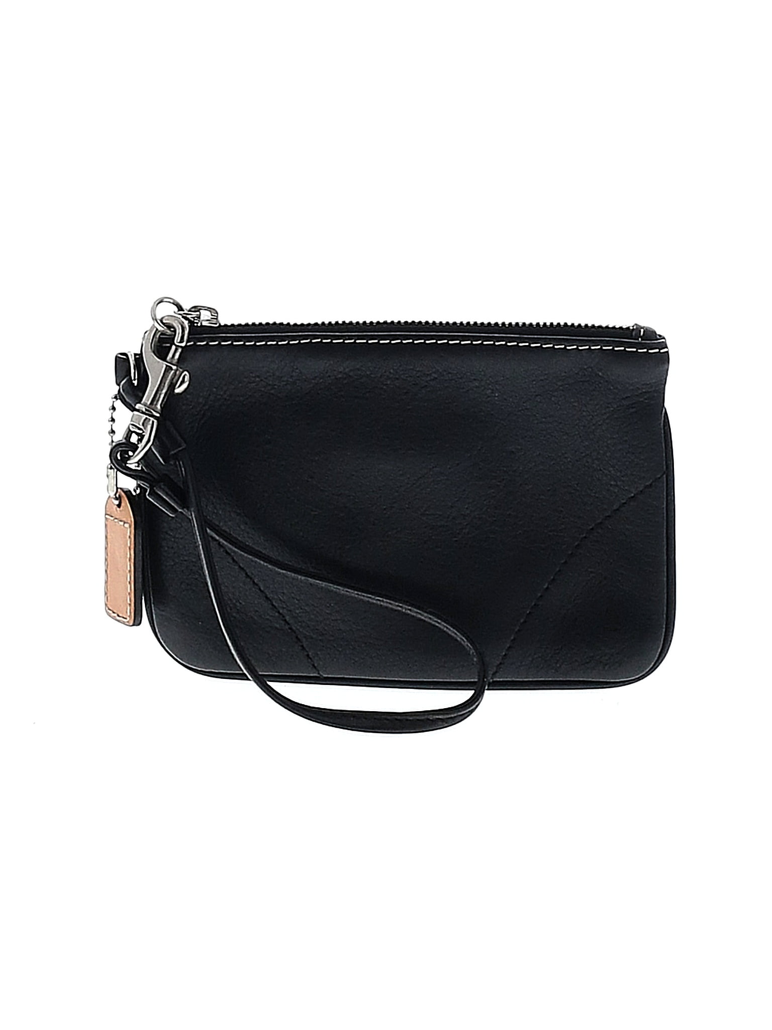 Coach 100% Leather Solid Black Leather Wristlet One Size - 73% Off ...