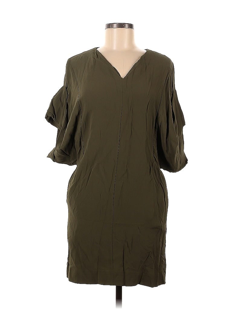 Cos 100% Rayon Solid Green Casual Dress Size 6 - photo 1