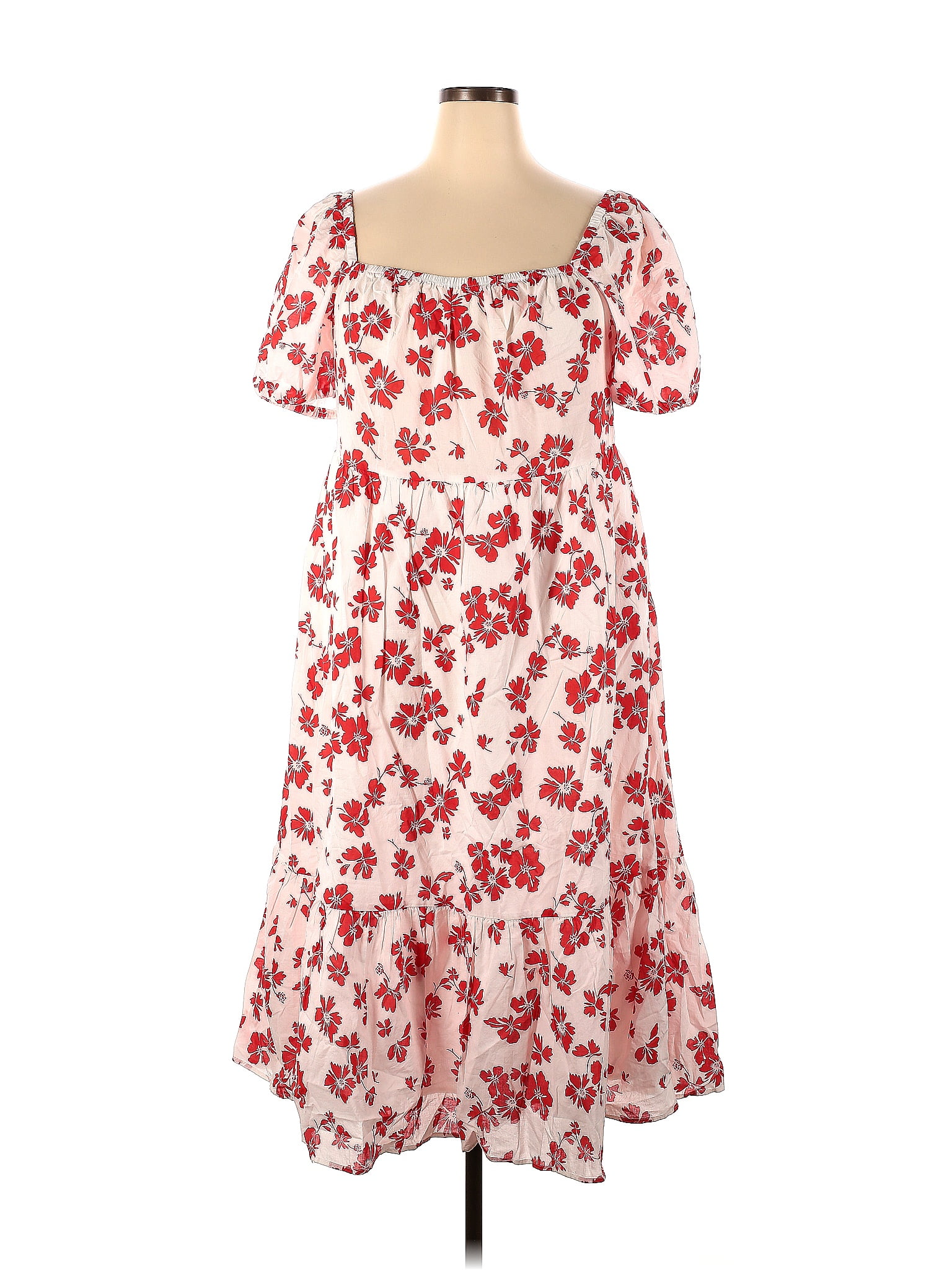 J.Crew Factory Store 100 Cotton Red Casual Dress Size 18 (Plus) 65 off thredUP