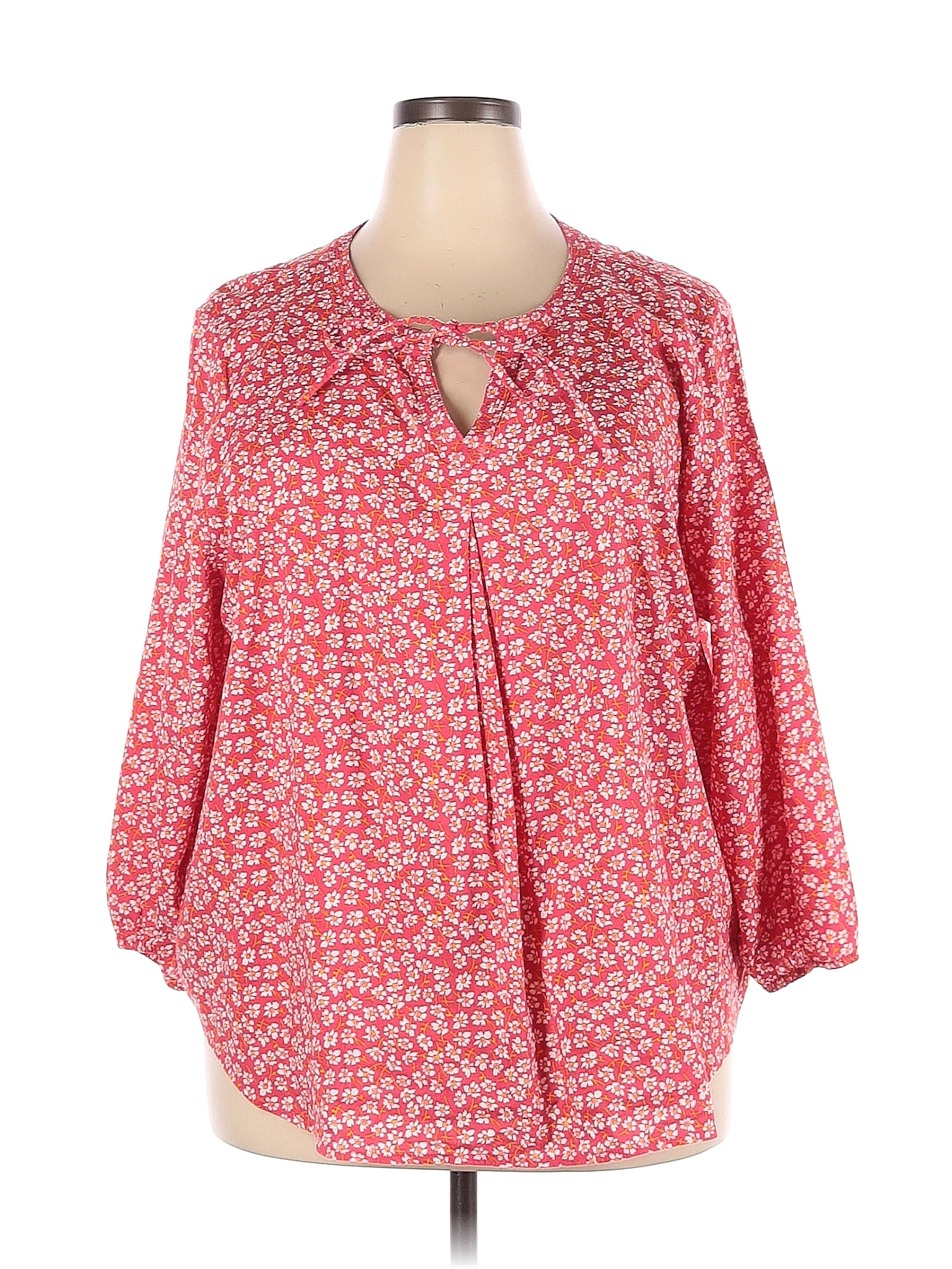 St Johns Bay Floral Red Long Sleeve Blouse Size Xxl 64 Off Thredup