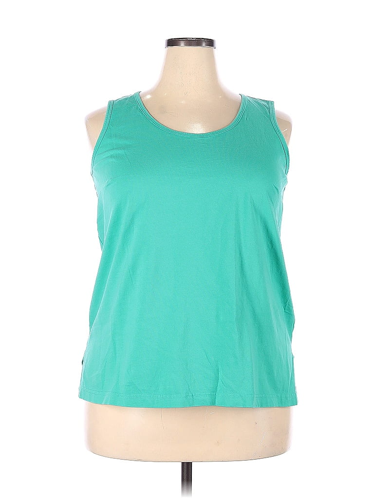 Woman Within 100% Cotton Teal Sleeveless T-Shirt Size 18 (L) (Plus ...