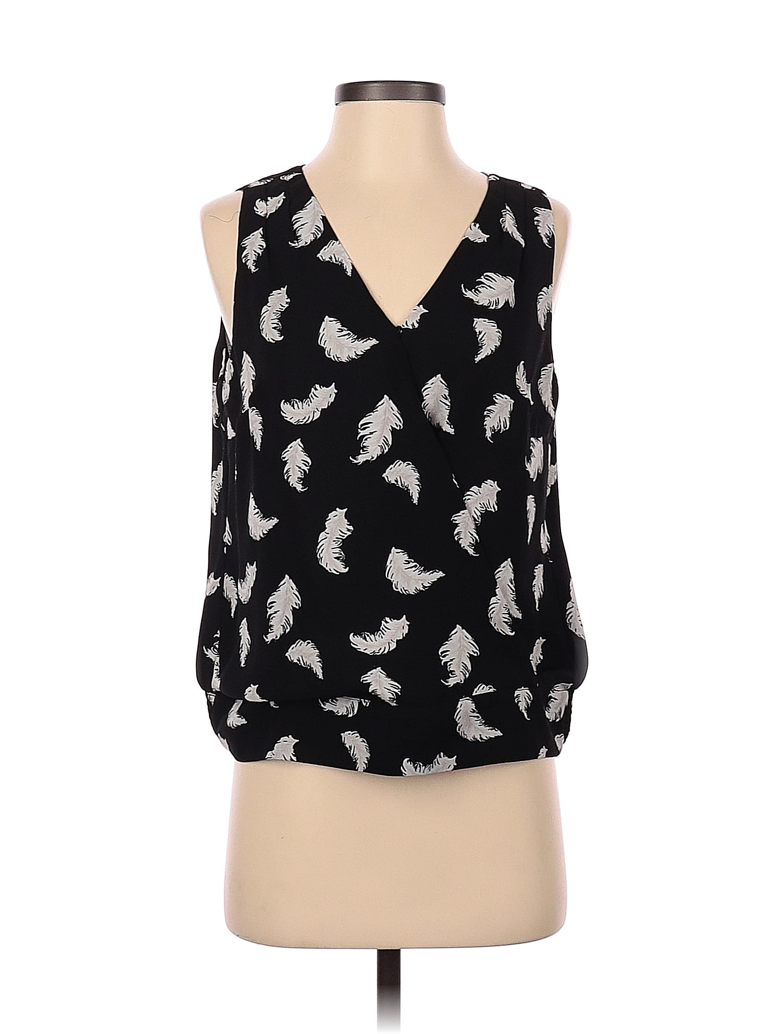 White House Black Market 100 Polyester Black Sleeveless Blouse Size S