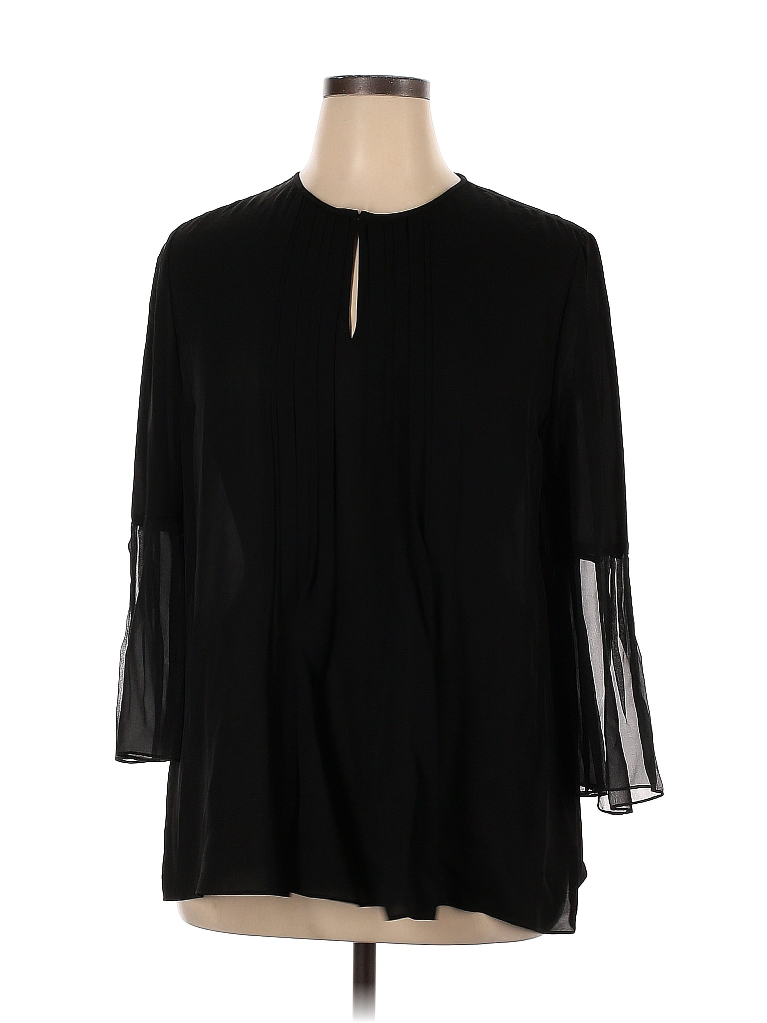 Elie Tahari 100 Silk Black Long Sleeve Blouse Size Xl 83 Off Thredup