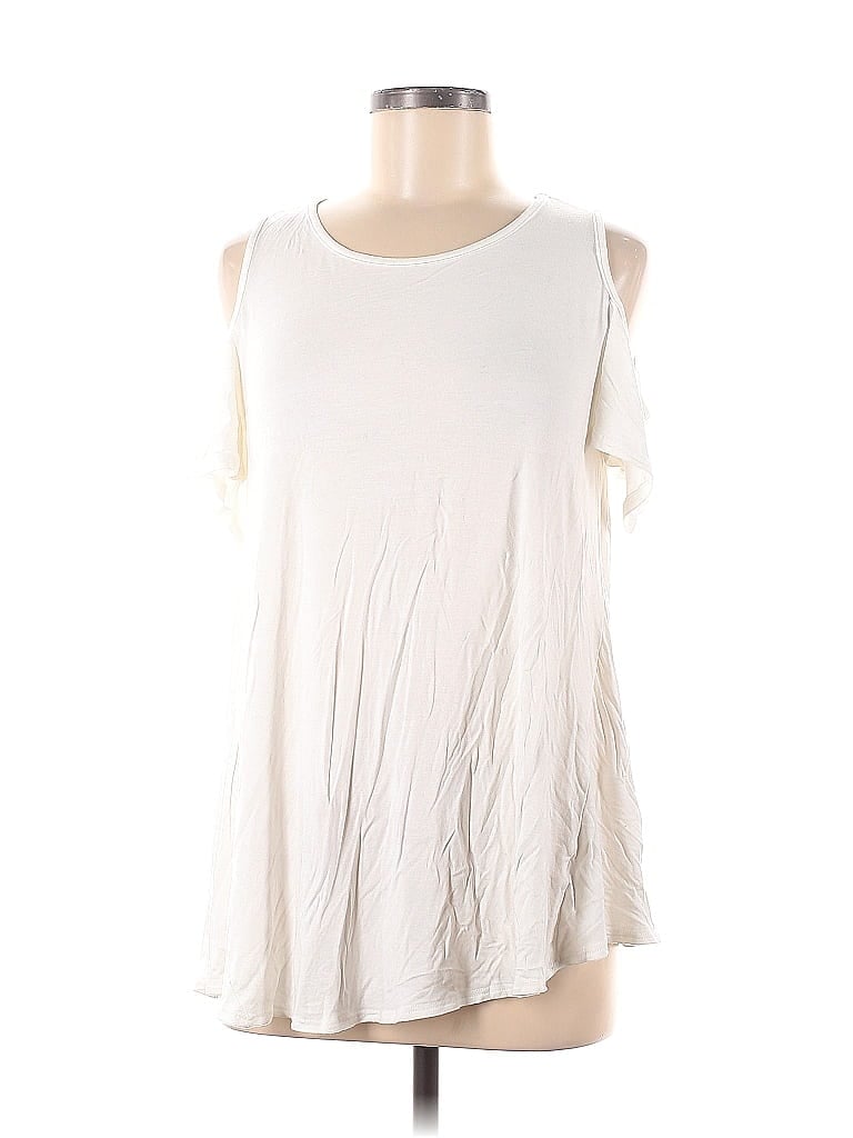Pre-owned Reborn J Sleeveless Top Ivory Cold Shoulder Neckline Tops In White