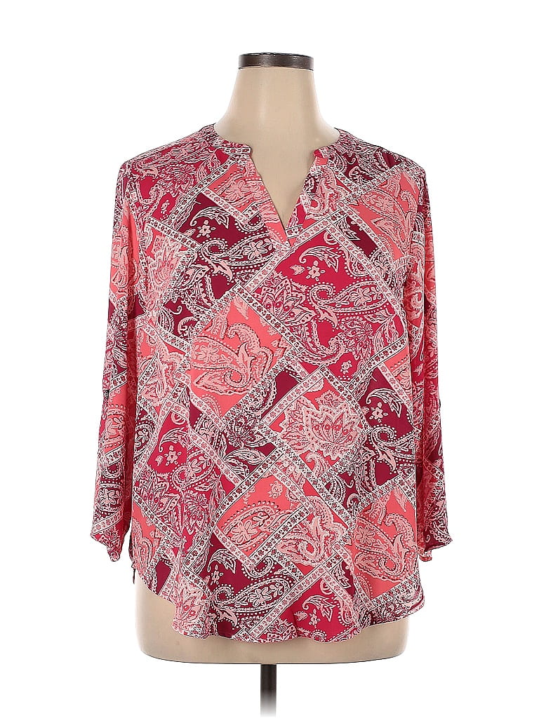 Maurices 100% Polyester Red Long Sleeve Blouse Size 0X (Plus) - 39% off ...