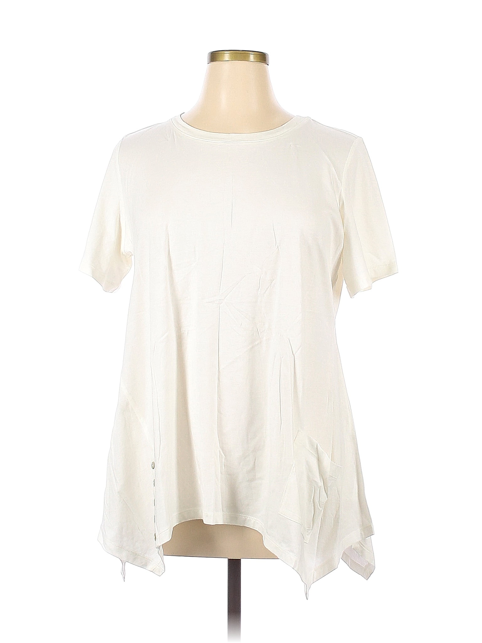 LOGO by Lori Goldstein Ivory Short Sleeve Top Size XL - 68% off | ThredUp