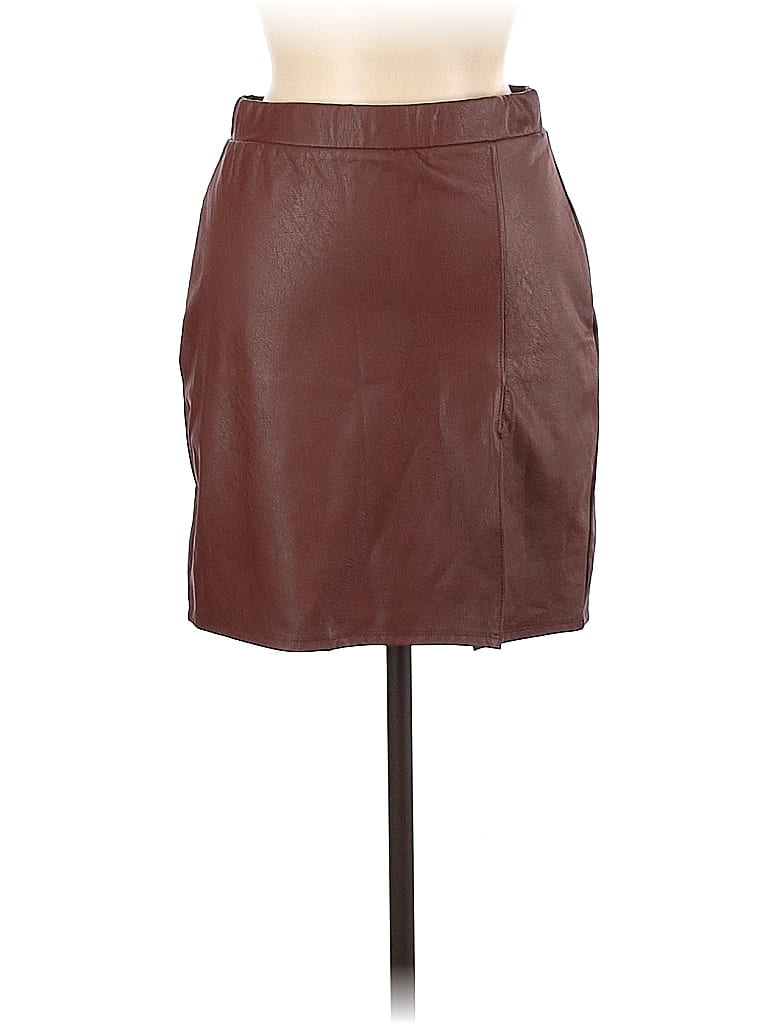 Naked Wardrobe Brown Faux Leather Skirt Size M Off Thredup