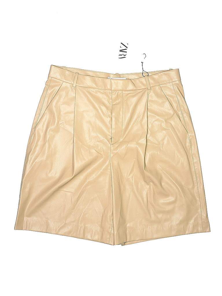 Zara 100% Polyurethane Gold Faux Leather Shorts Size XL - 47% off | thredUP